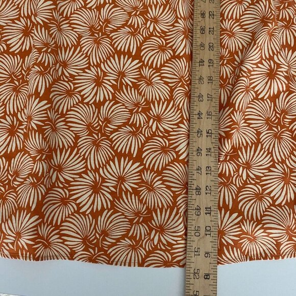 Loft Leafed Flutter Strap Pocket Midi Dress Large Orange Tie Waist Side Slit - Picture 11 of 12